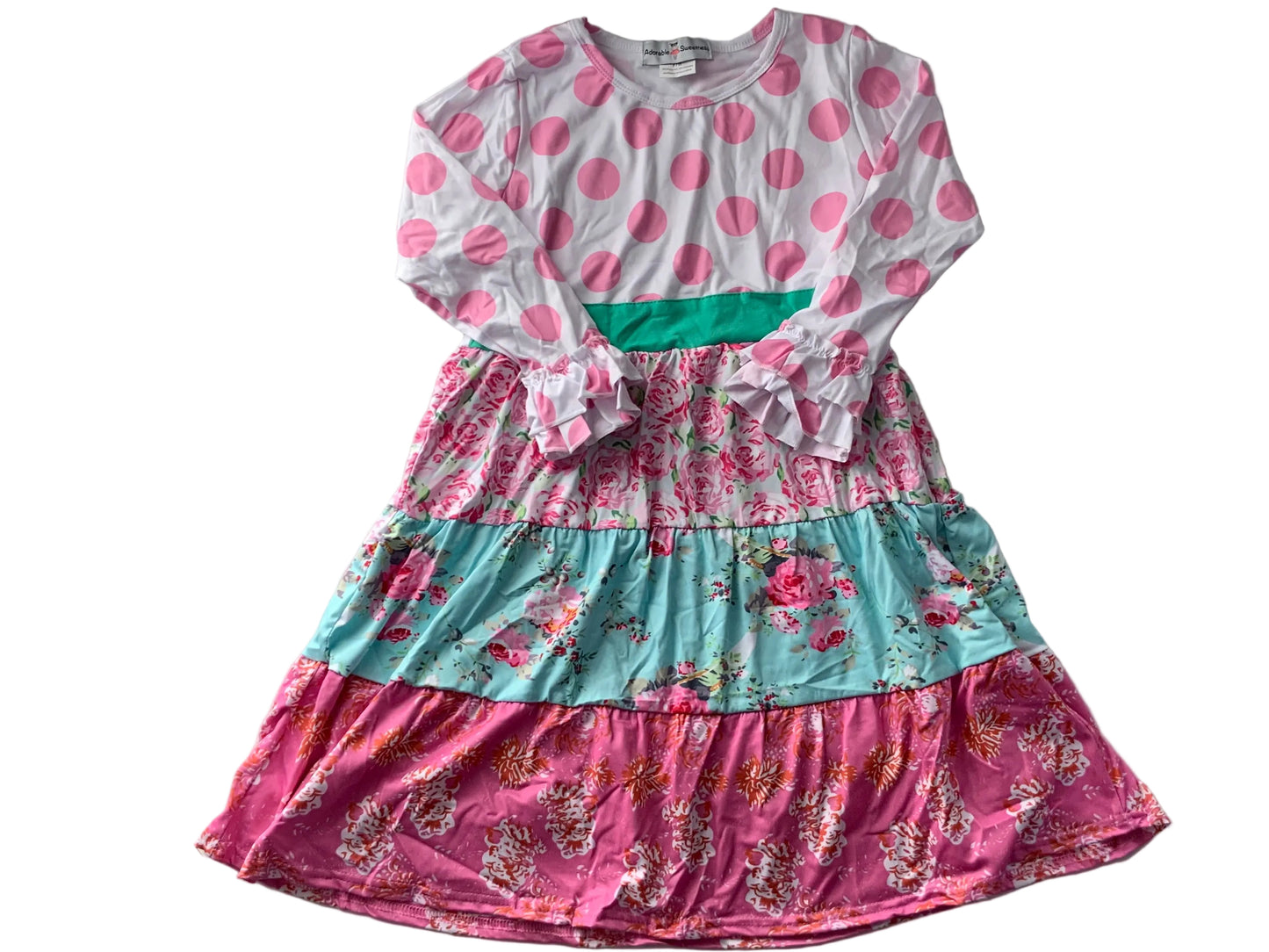 Pink Polka Dot Tiered Ruffle Dress