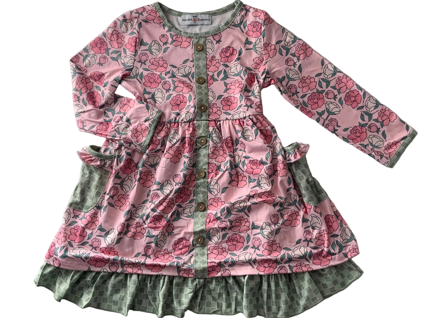 Girls Floral Pocket Dress