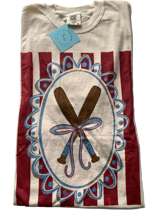 Baseball Bats Coquette Bow Tee